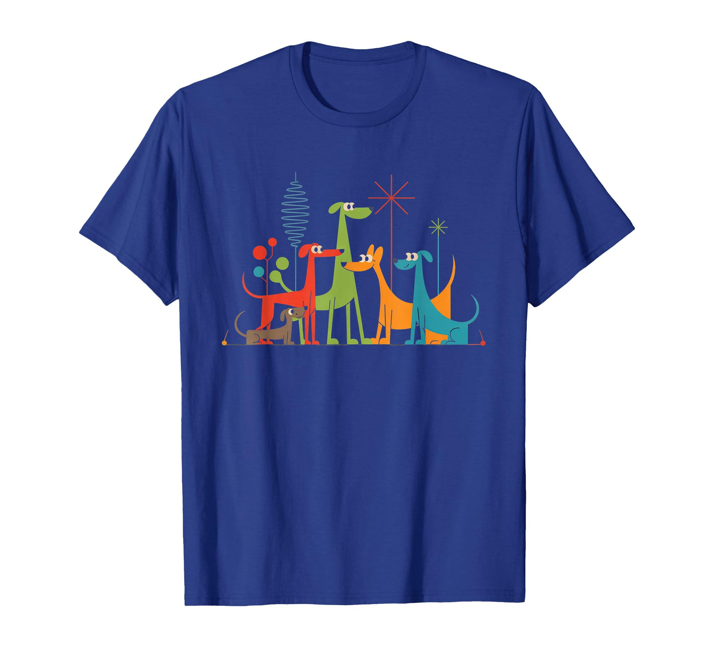 Retro Mid Century Modern Dogs 50s 60s Atomic Art Design T-Shirt