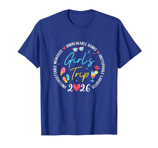 Girl's Trip 2026 Memories Girls Friends Trip Vacation Retro T-Shirt