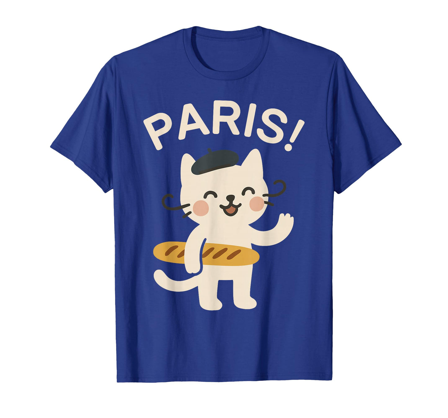 French Cat with Baguette Cute Cat Paris Funny Animal T-Shirt