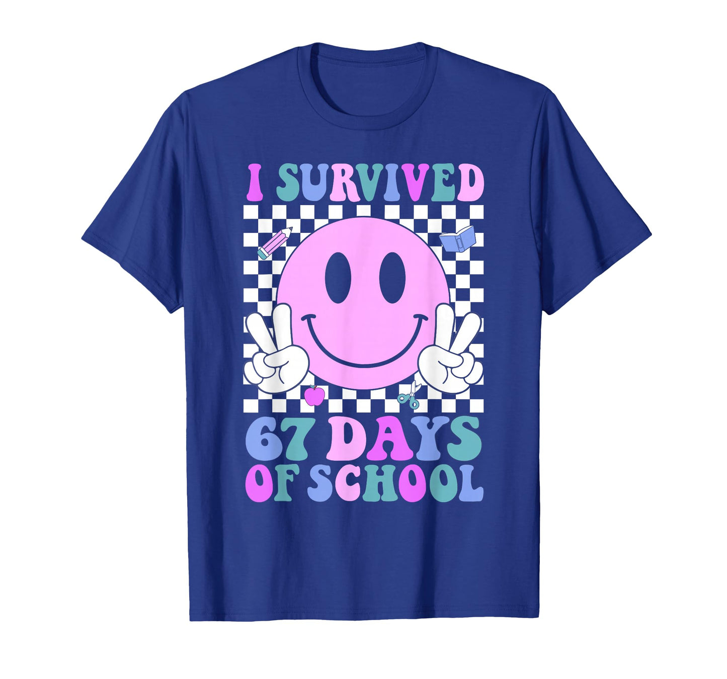 I Survived 67 Days of School Retro Smile 6 7 Meme Six Seven T-Shirt