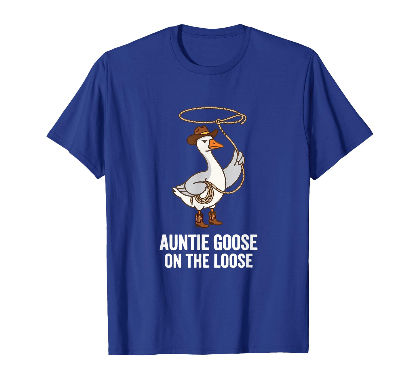 Auntie Goose on The Loose Funny Goose Cowboy Rodeo Lasso T-Shirt