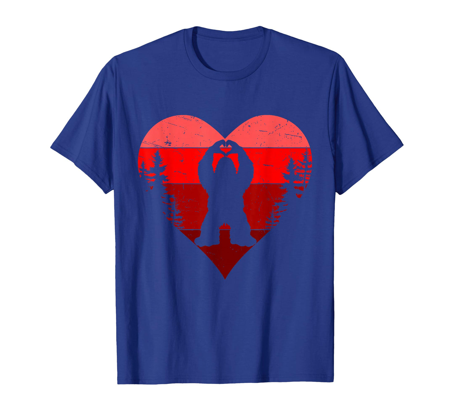 Retro Funny Bigfoot Sasquatch Heart Love Valentine Boy Men T-Shirt