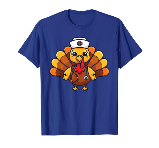 Thanksgiving Nursing Scrub Tops Women Turkey Nurse T-Shirt