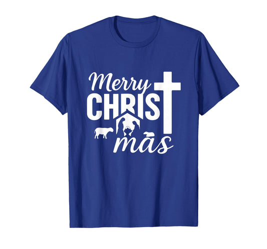 Merry Christ-Mas Christian Jesus Christmas Nativity Scene T-Shirt