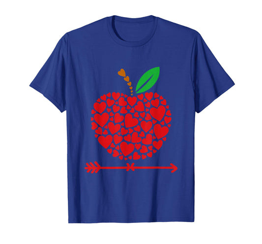 Valentines Day Teacher Hearts Apple Love Teach Women Men T-Shirt