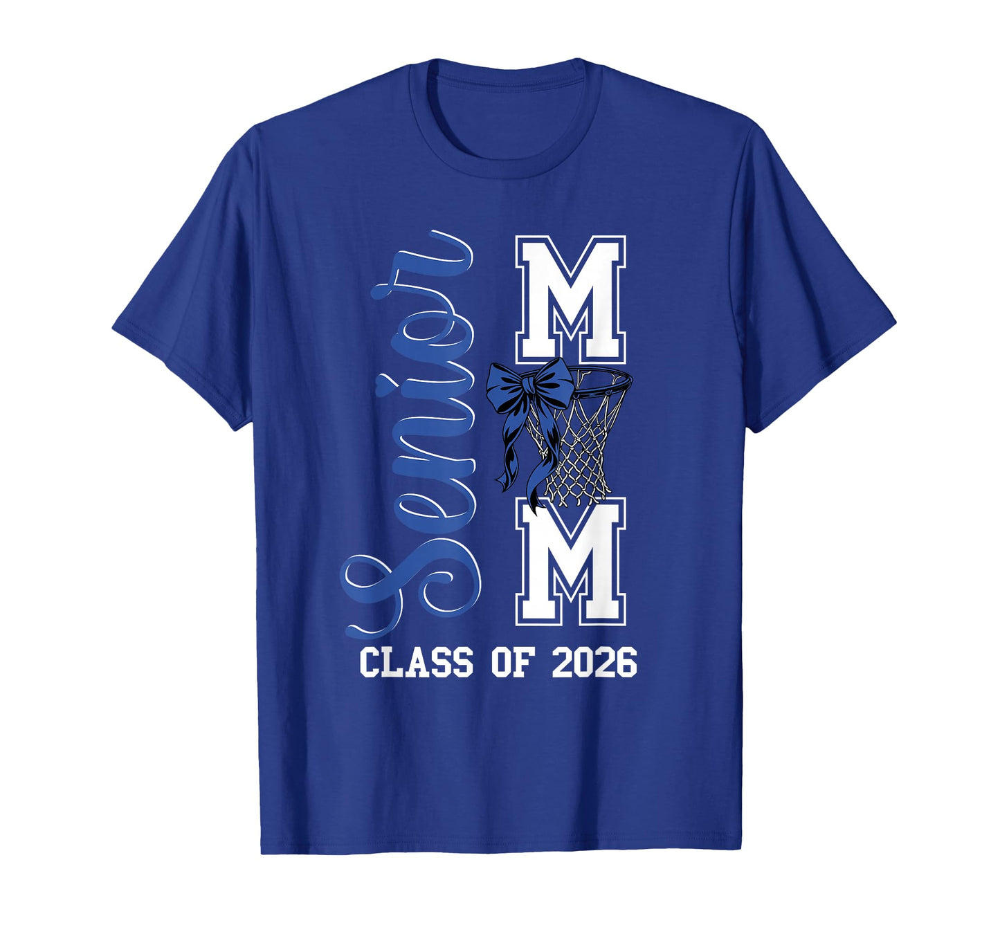 Blue Basketball Bow Senior Mom Class of 2026 Graduation T-Shirt