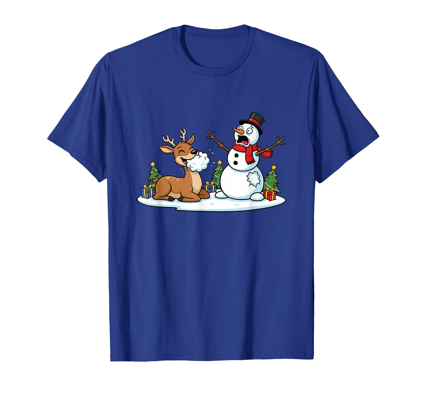 Funny Deer Snowman Christmas Tree Xmas Womens Mens Kids T-Shirt