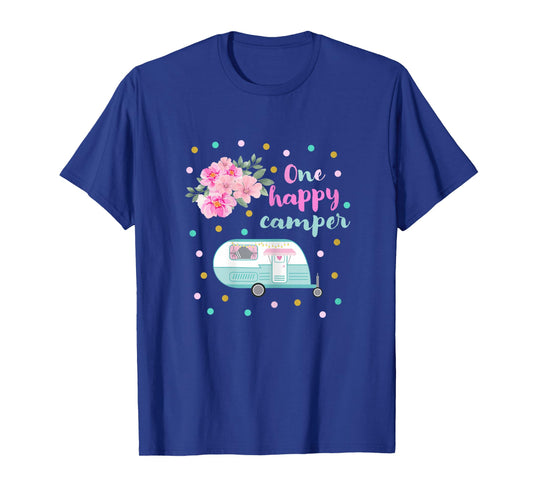Cute Girls One Happy Camper Baby First Birthday Camping RV T-Shirt