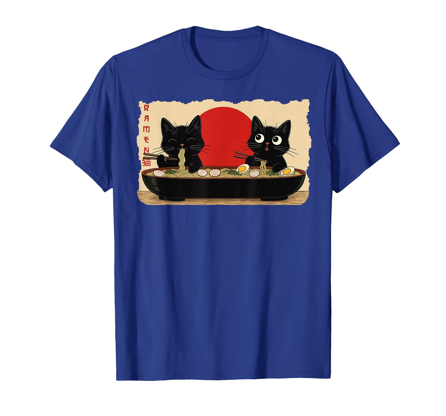 Anime Two Cat Ramen Japanese Funny Two Cat Graphic Anime T-Shirt