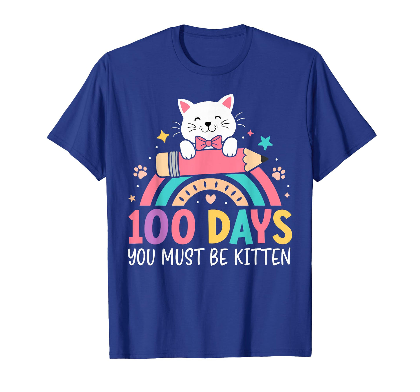 Girls 100 Days of School Cat Bow 100th Day of School Kids T-Shirt