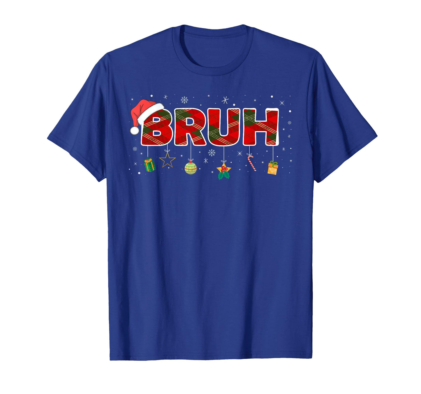 Bruh Funny Christmas Red Plaid Teens Boys Kids Xmas Pajamas T-Shirt