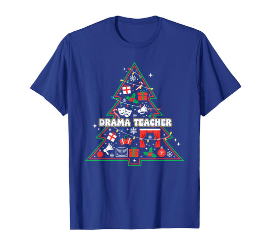 Funny Drama Teacher Christmas Tree Lights Womens Mens Kids T-Shirt