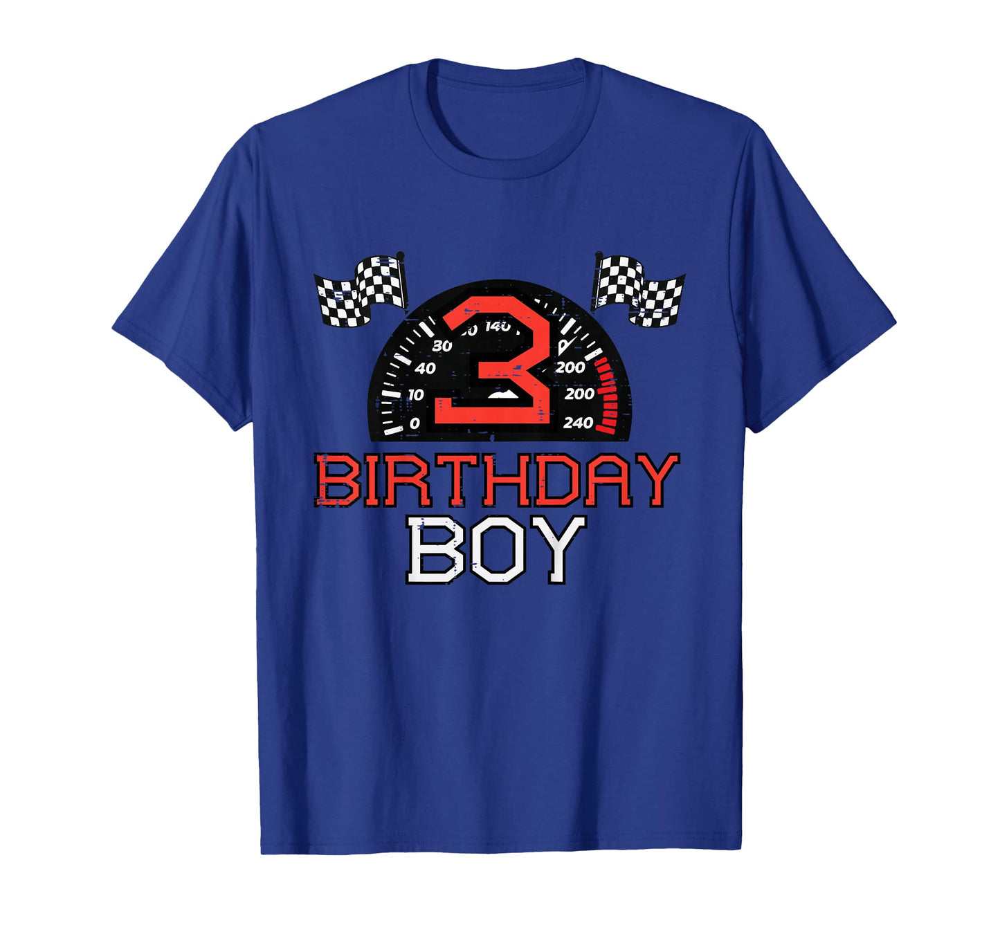 Kids 3 Birthday Boy Speedometer Race Flag 3rd Bday Boys Kids T-Shirt