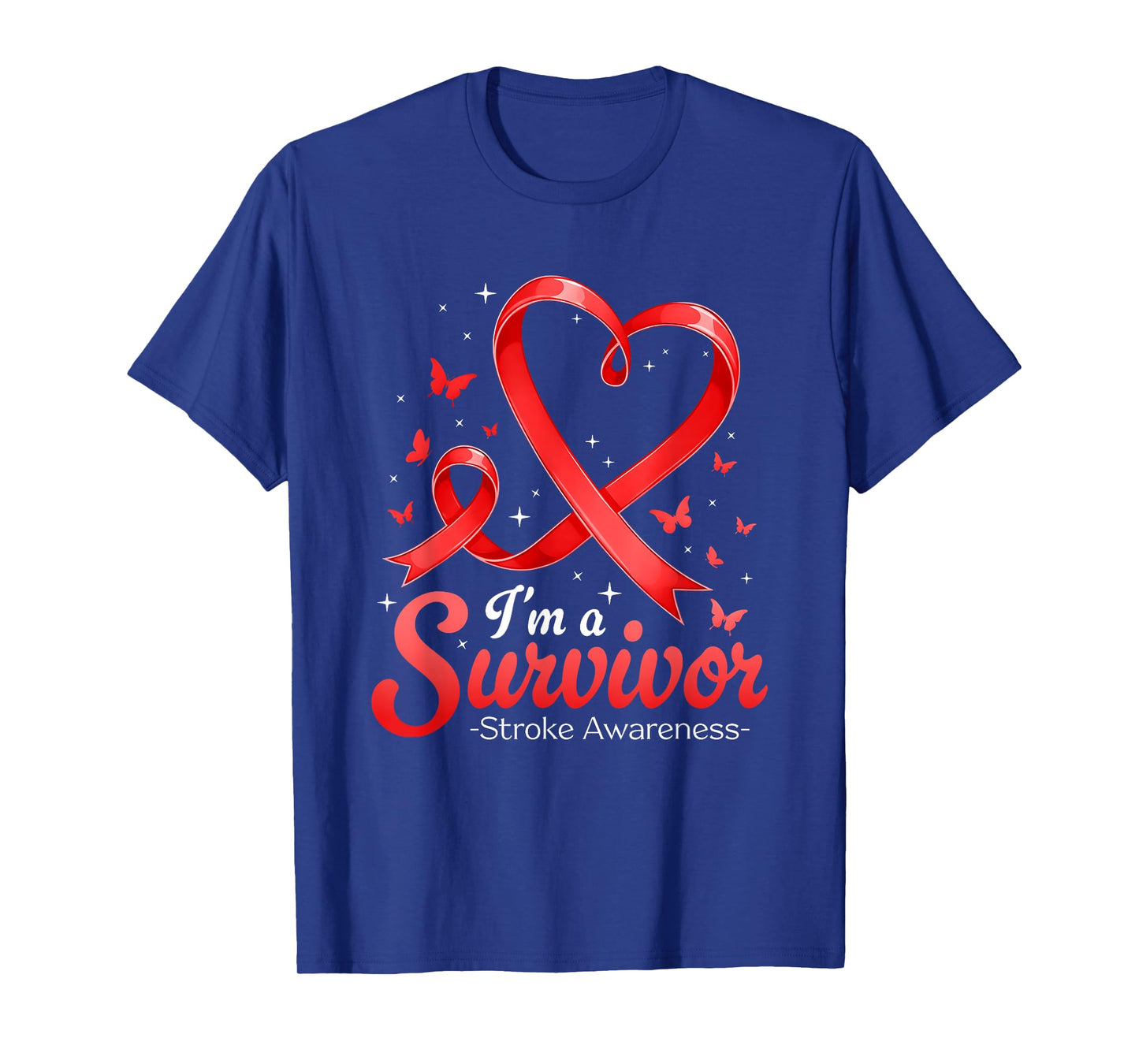 I'm A Survivor Stroke Awareness Red Butterfly Heart Stroke T-Shirt