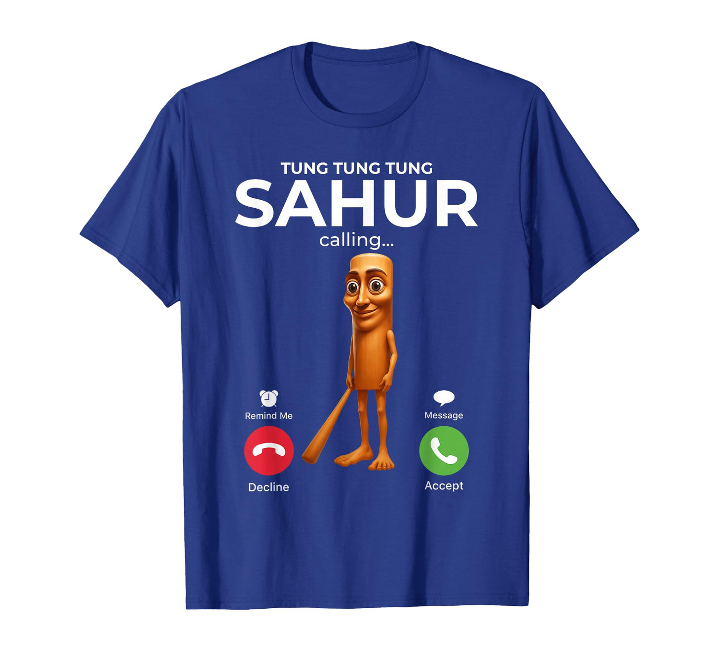 Tung Sahur Calling Funny Fishing Brainrot Joke Boys Kid Meme T-Shirt