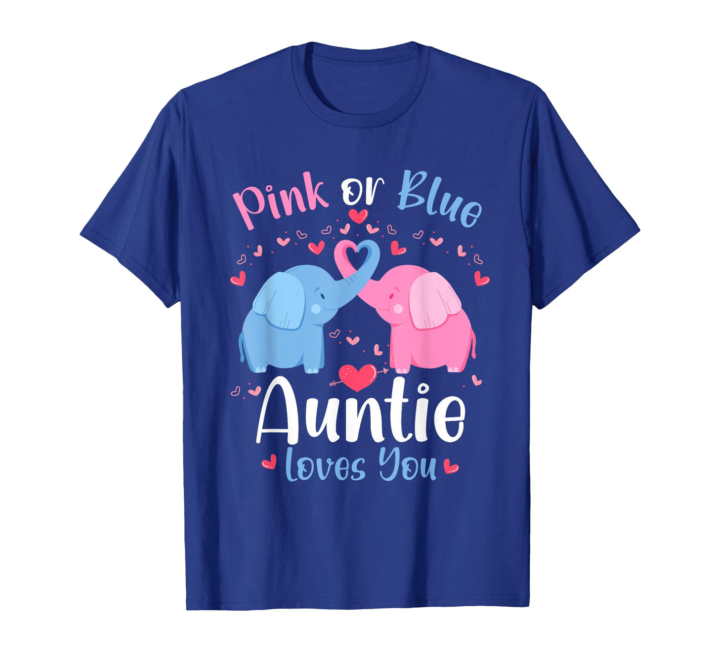 Pink or Blue Auntie Loves You Baby Gender Reveal Elephants T-Shirt