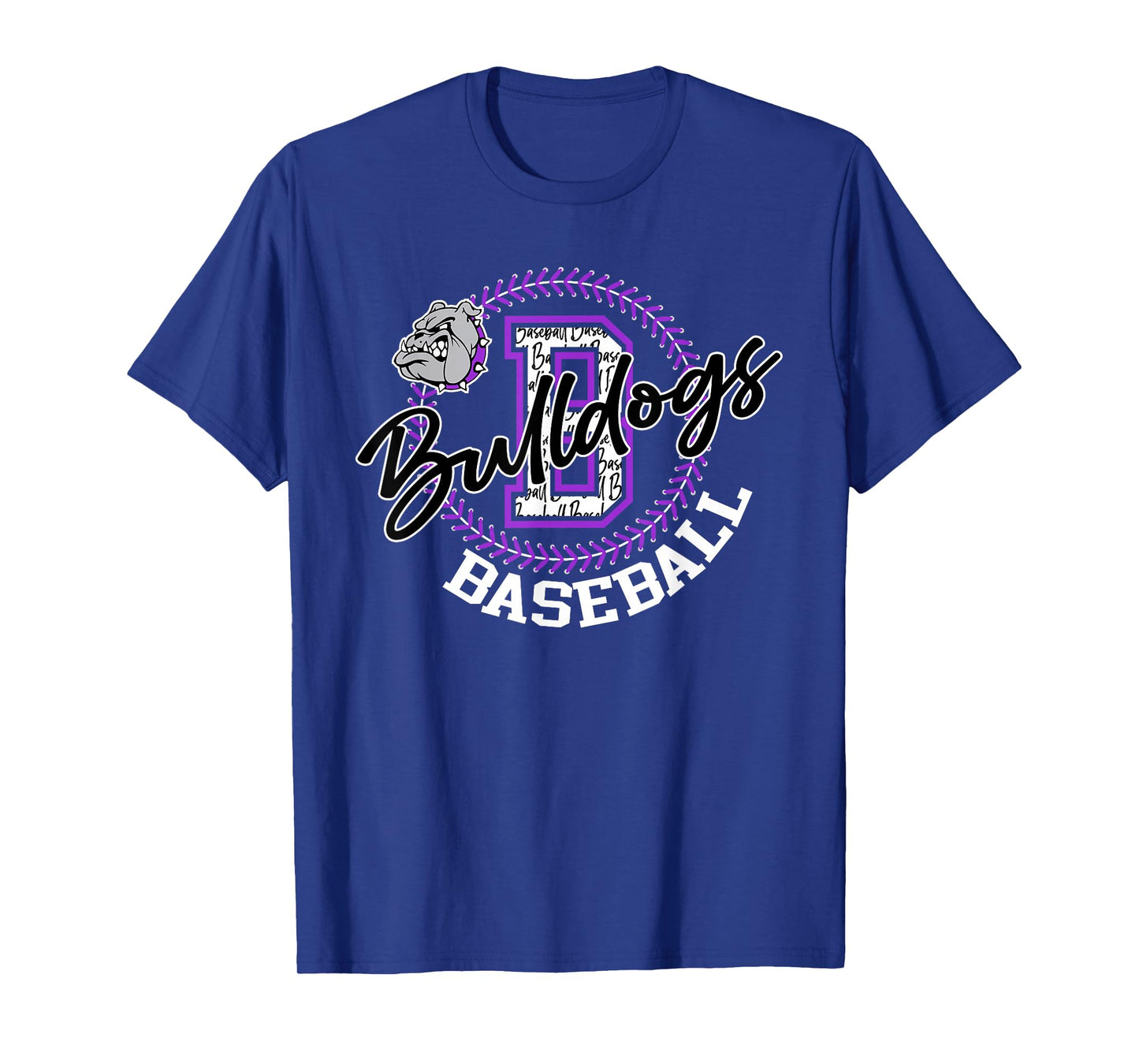 Bulldogs Baseball Game Day Purple Bulldog School Mascot T-Shirt