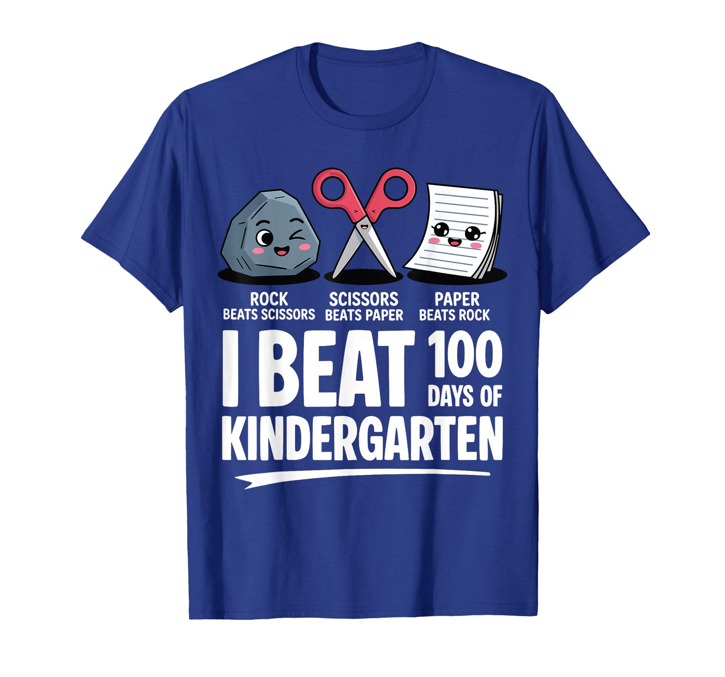 I Beat 100 Days of Kindergarten Rock Paper Scissors Kids T-Shirt
