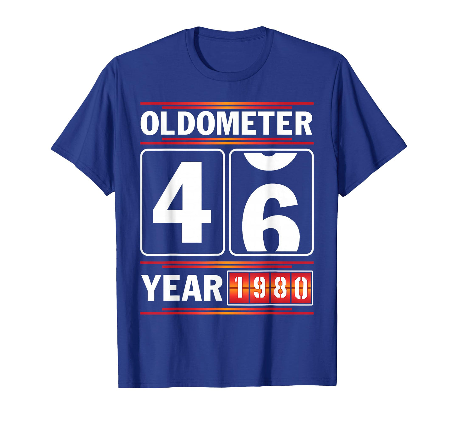 Oldometer Turning 46 Year Old Born in 1980 Vintage Birthday T-Shirt