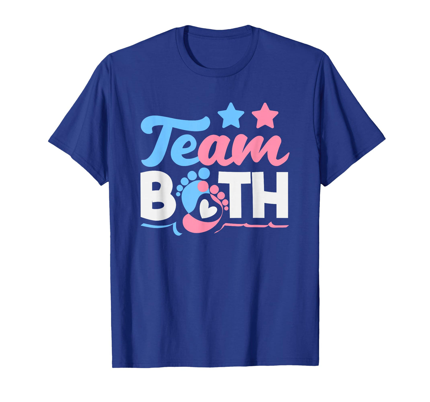 Team Both Twins Gender Reveal Party Pink Blue Footprints T-Shirt