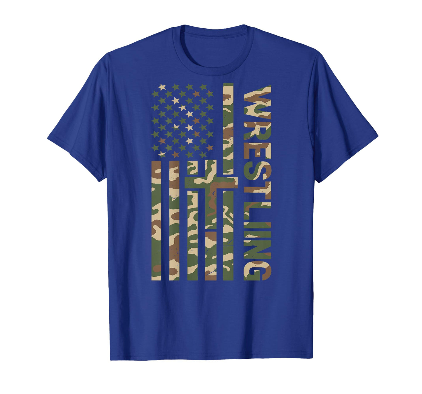 Youth Camo Wrestling American Flag US Patriotic Boy Wrestler T-Shirt