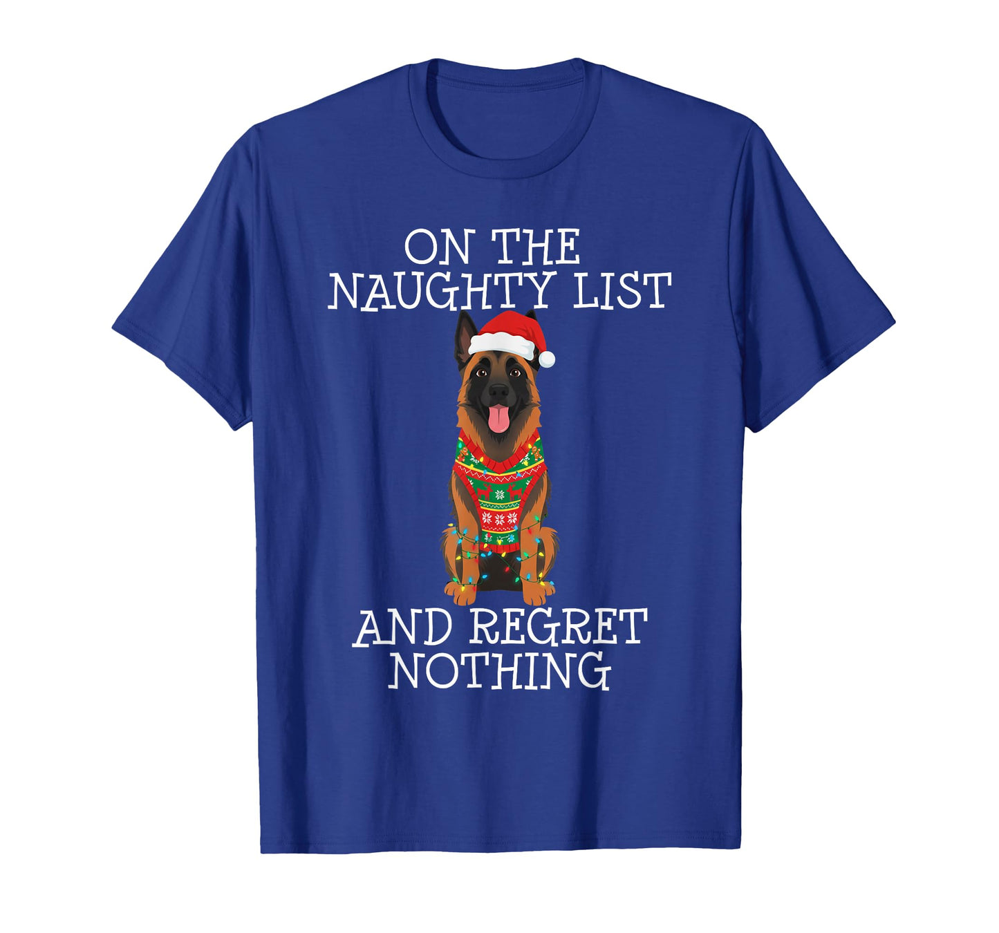 Funny Christmas Belgian Malinois Naughty List T-Shirt