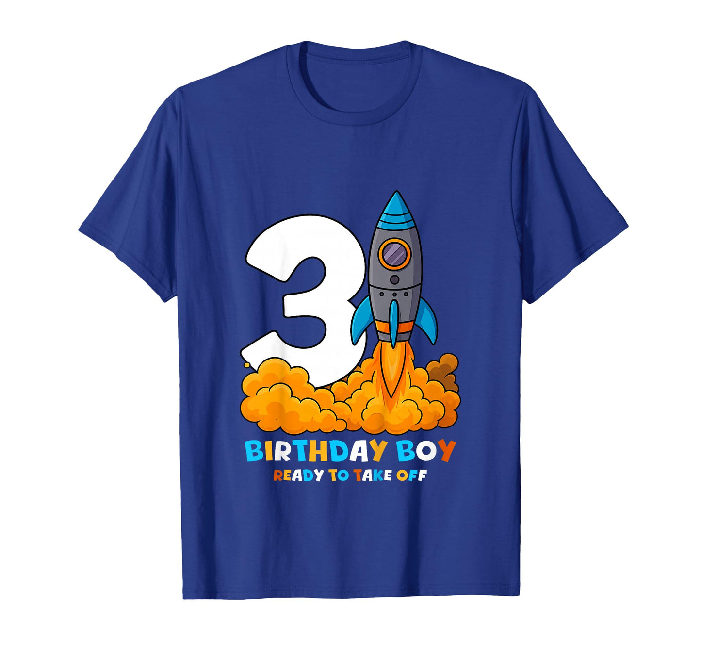 Kids Boys 3rd Birthday Rocket Ready to Take Off Three Years Old T-Shirt
