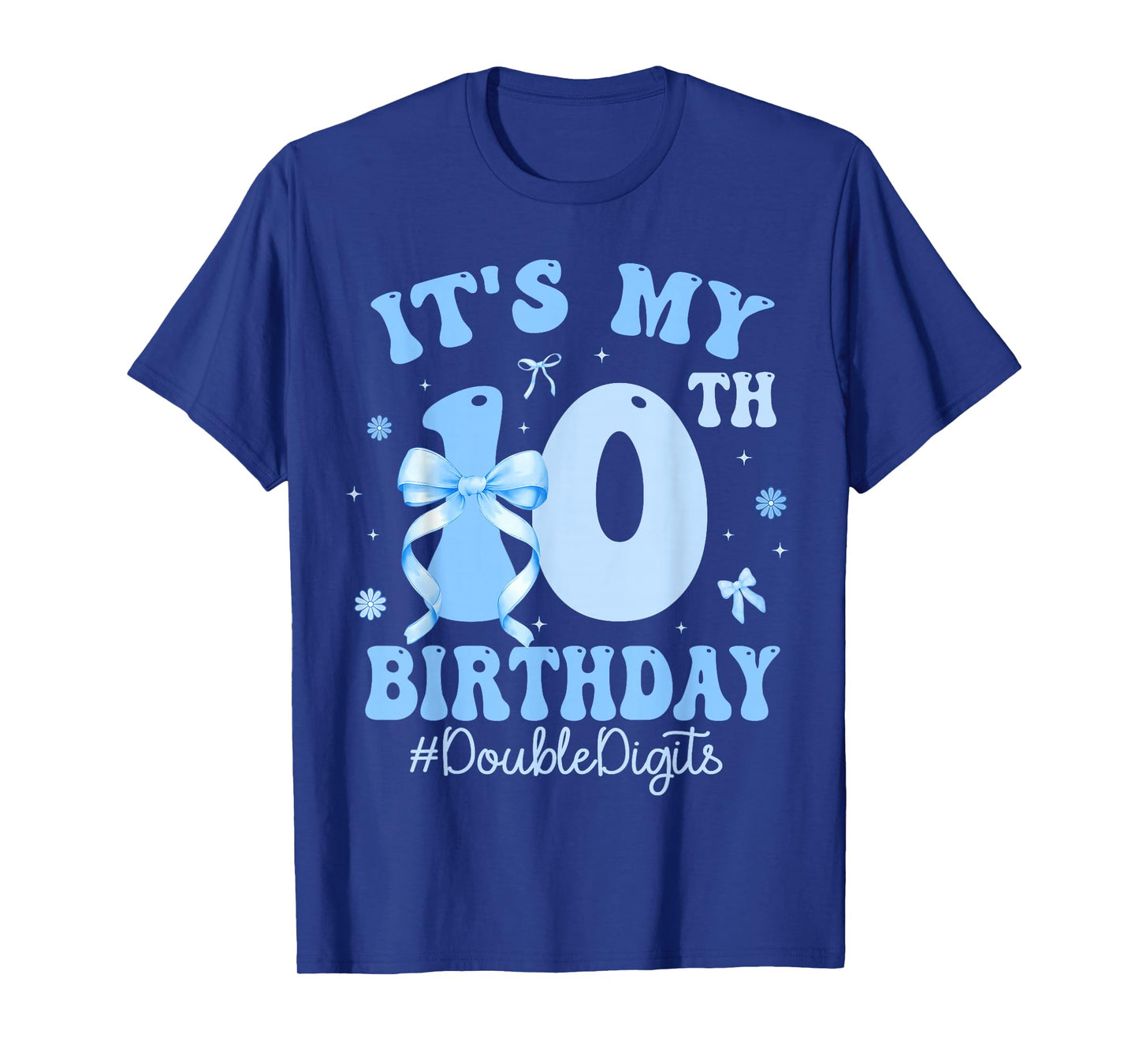It's My 10th Birthday Girl Coquette Bow Blue 10 Year Old T-Shirt