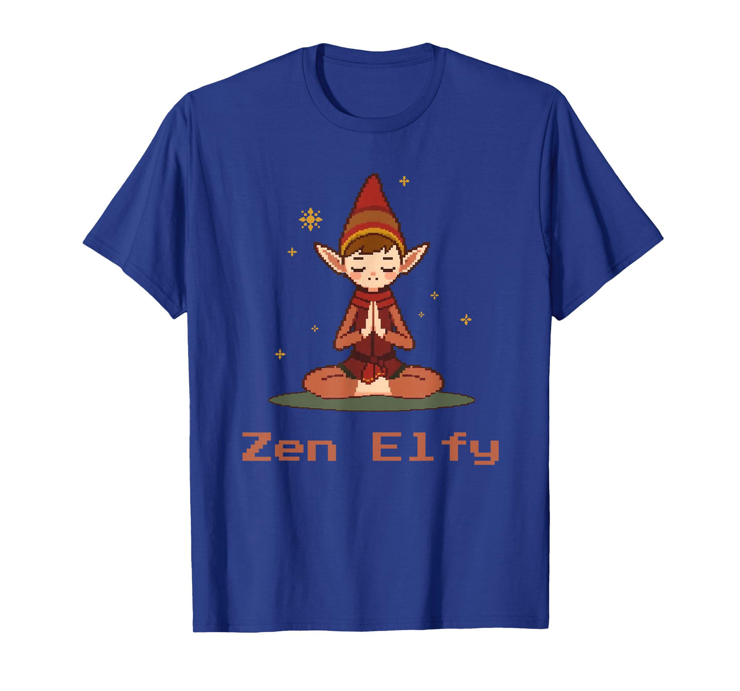 Cute Pixel Christmas Meditation Elf Design - Zen Elfy T-Shirt