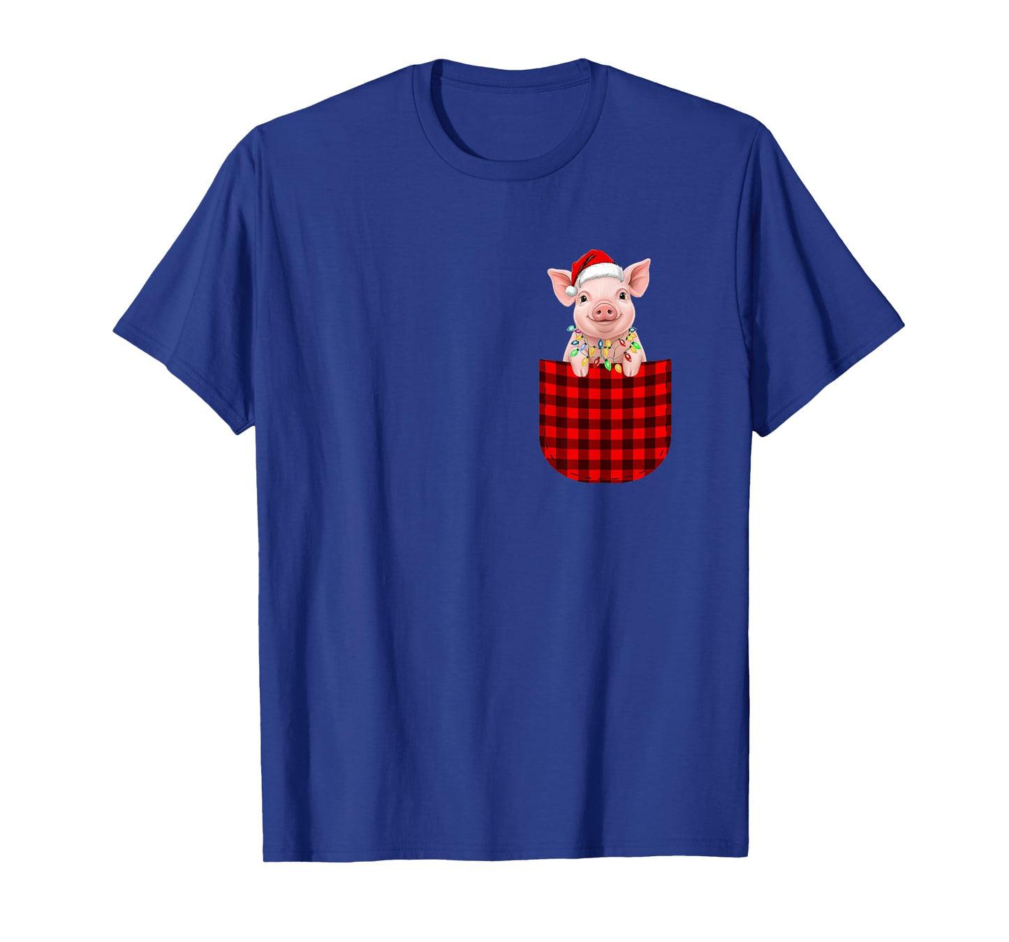 Pig Buffalo Red Plaid Pocket Christmas Funny Men Women T-Shirt
