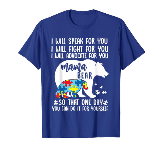 Autism Mama Bear Women Mom Advocate Puzzle Acceptance T-Shirt