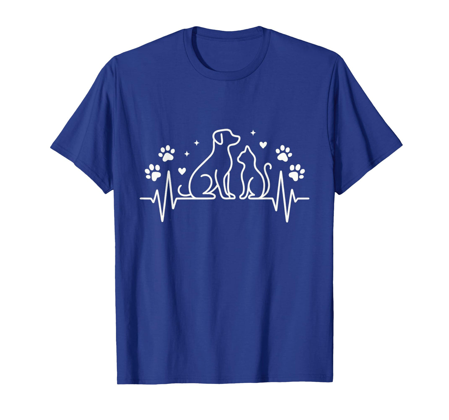 Veterinary Heartbeat Dog Cat Line Art Vet Tech T-Shirt