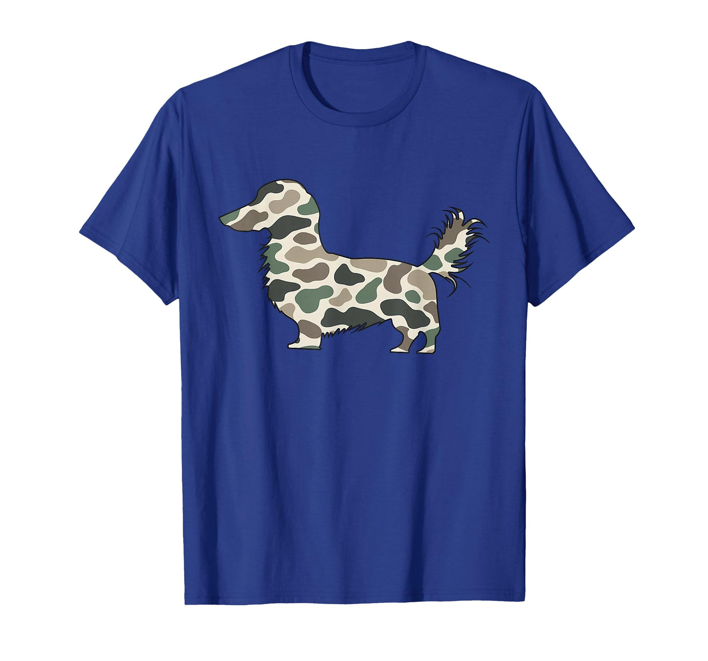 Retro Camouflage Long Hair Dachshund Wiener Dog Pet Lover T-Shirt