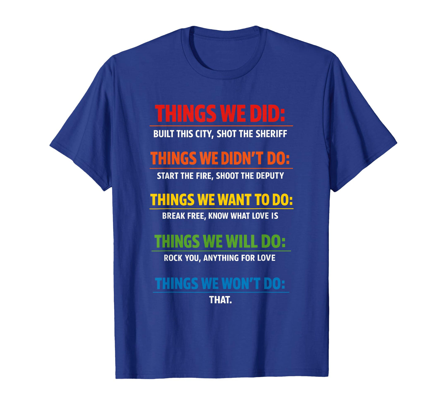 Things We Did T Music Song Lyrics Retro Vintage T-Shirt