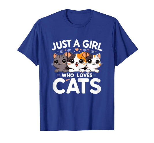 Just a Girl Who Loves Cats Cute Kawaii Kitten T-Shirt
