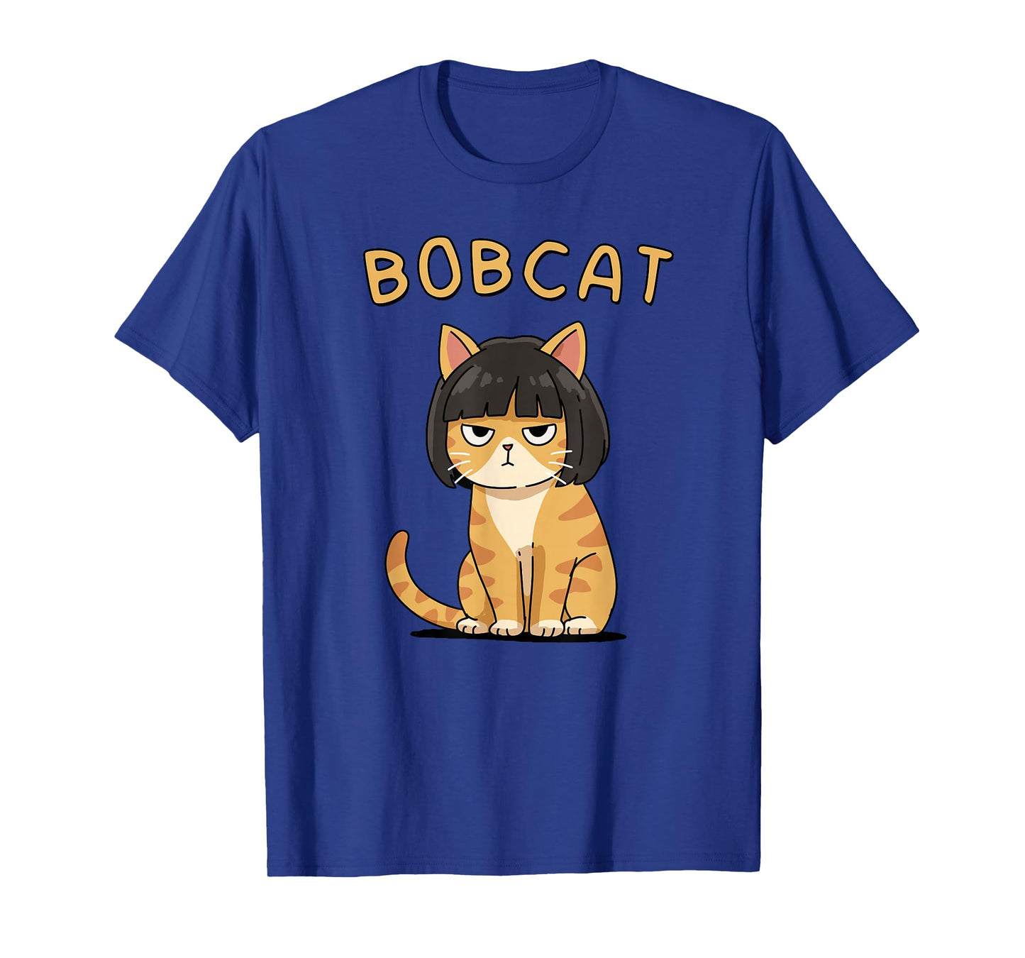 Bobcat Pun Funny Cat with Bob Haircut Kawaii Meme Cartoon T-Shirt