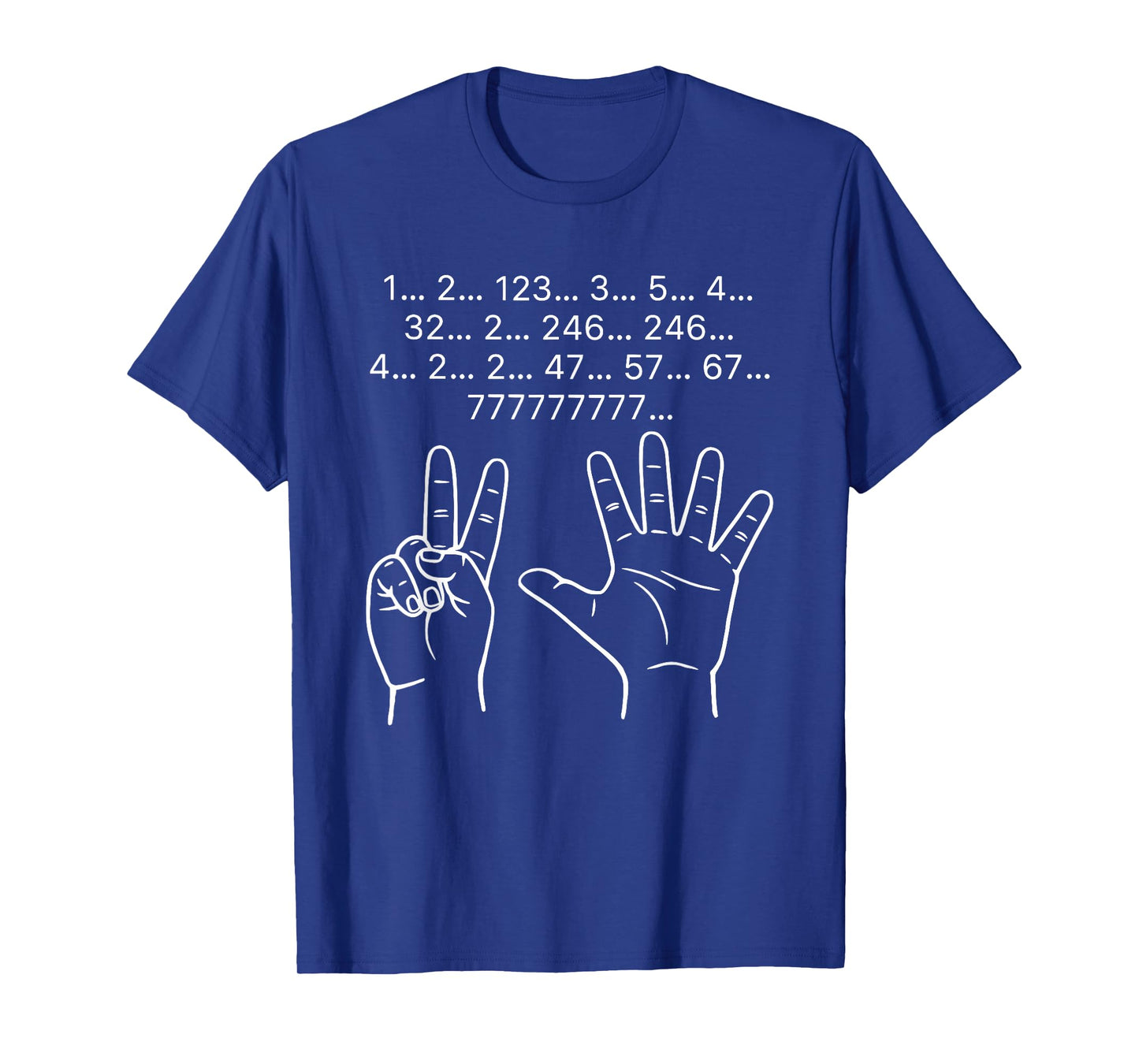 Funny Counting Fingers Brain Lag Math Humor 1 2 123 67 777 T-Shirt
