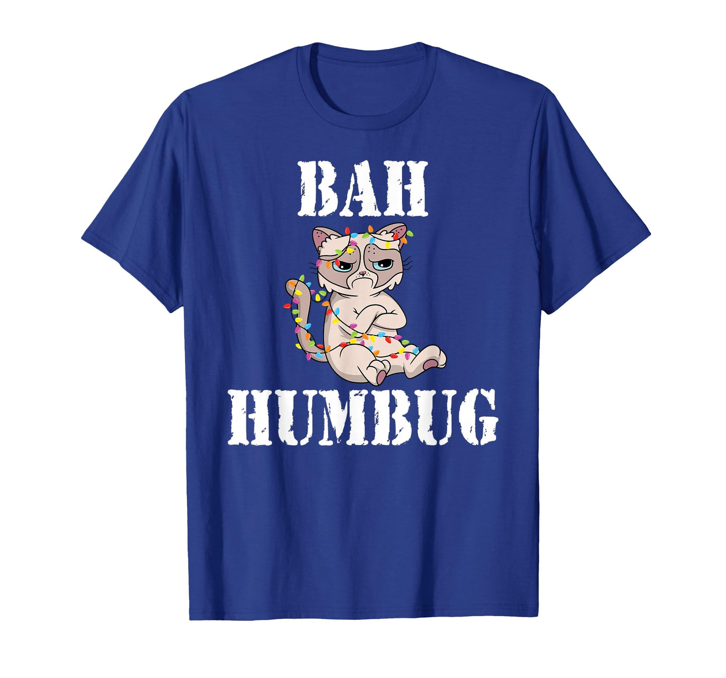 Grumpy Cat Tangled Christmas Lights - BAH Humbug T-Shirt
