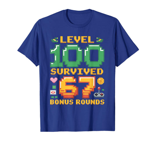 Level 100 Days of School 67 Bonus Funny 67 Gaming Meme T-Shirt