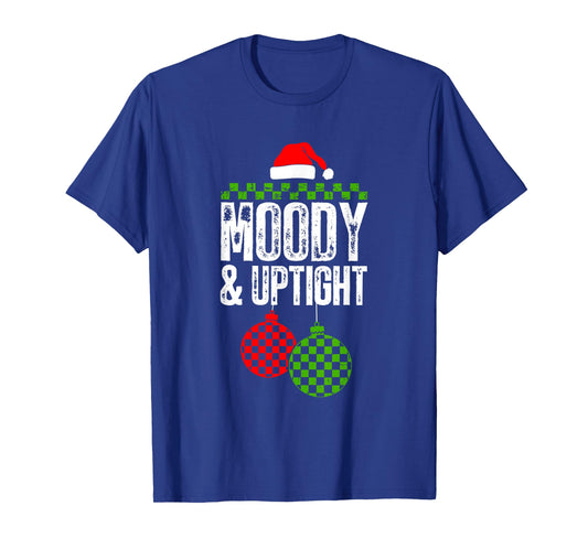 Retro Merry and Bright Moody and Uptight Couples Christmas T-Shirt