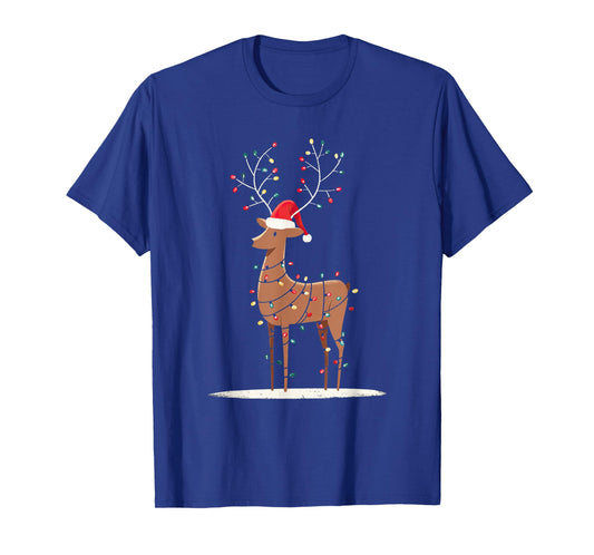 Funny Reindeer Christmas Graphics Animal Lights Lover T-Shirt