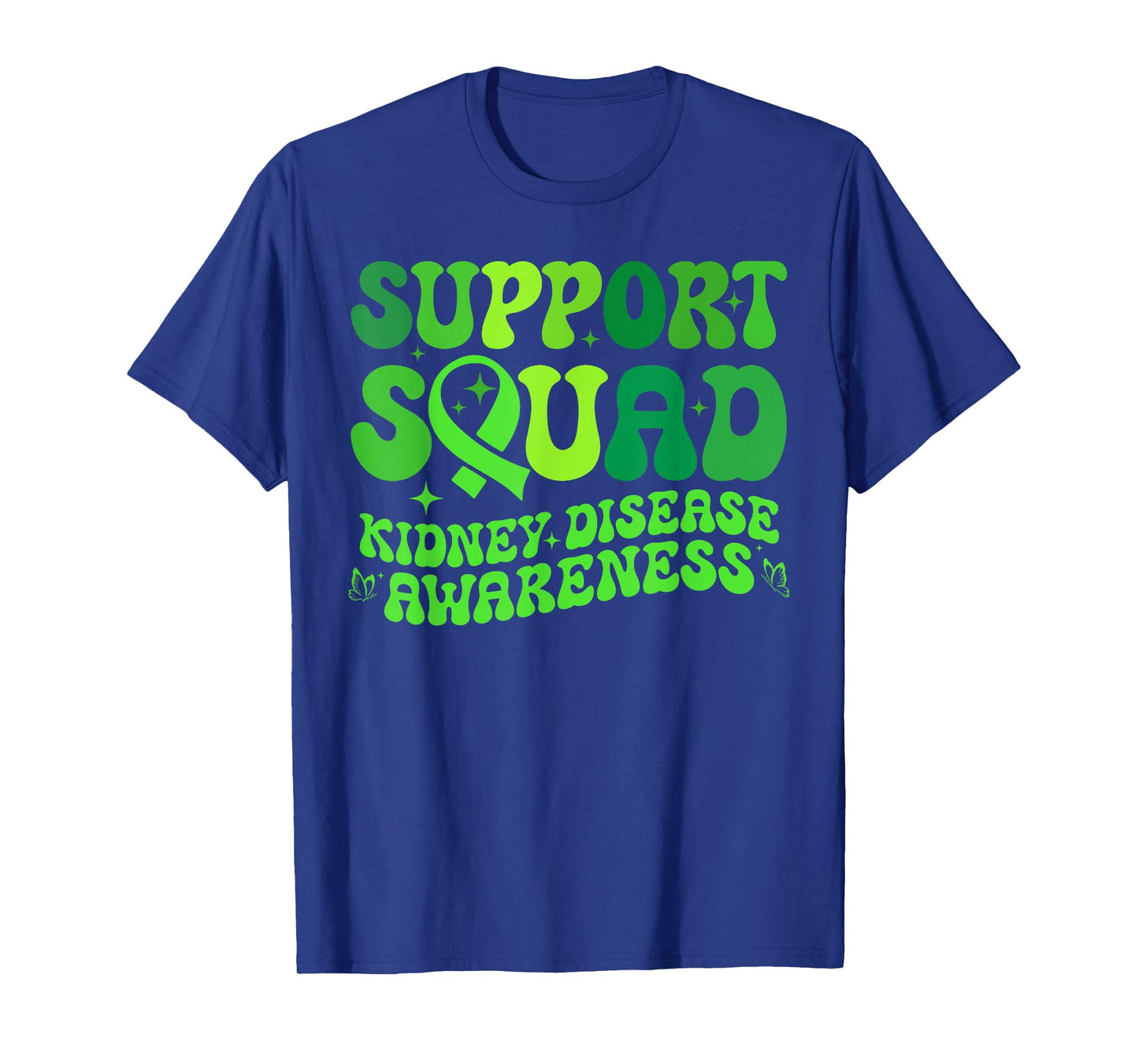 Support Squad Green PKD Kidney Disease Ribbon Butterfly T-Shirt
