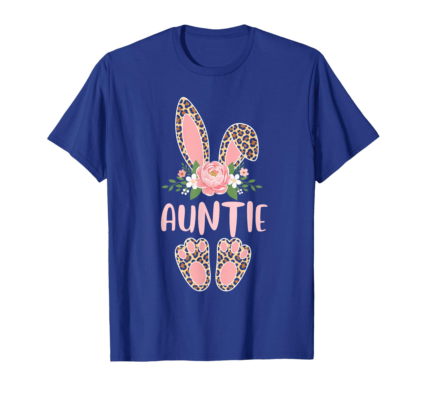 Floral Leopard Auntie Bunny Happy Easter Mother's Day T-Shirt