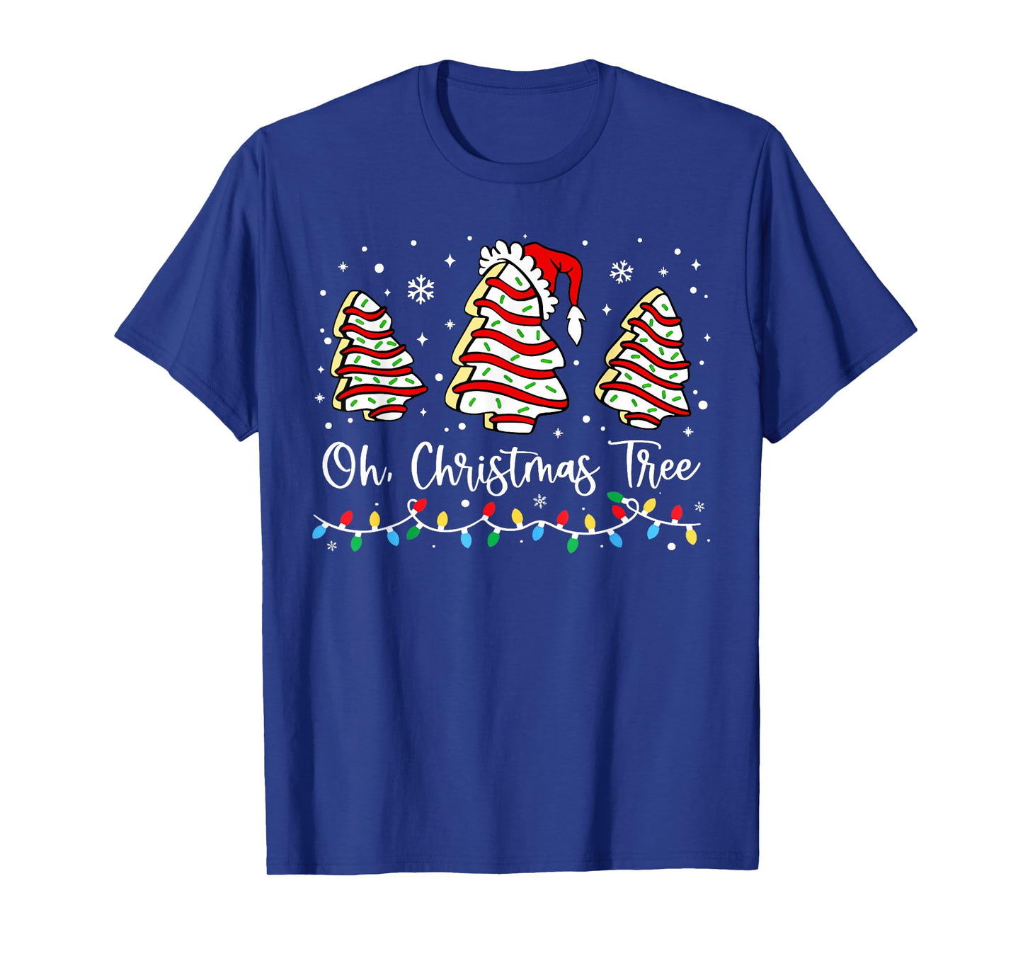 Funny Christmas Tree Snack Cake Light Santa Hat Xmas T-Shirt
