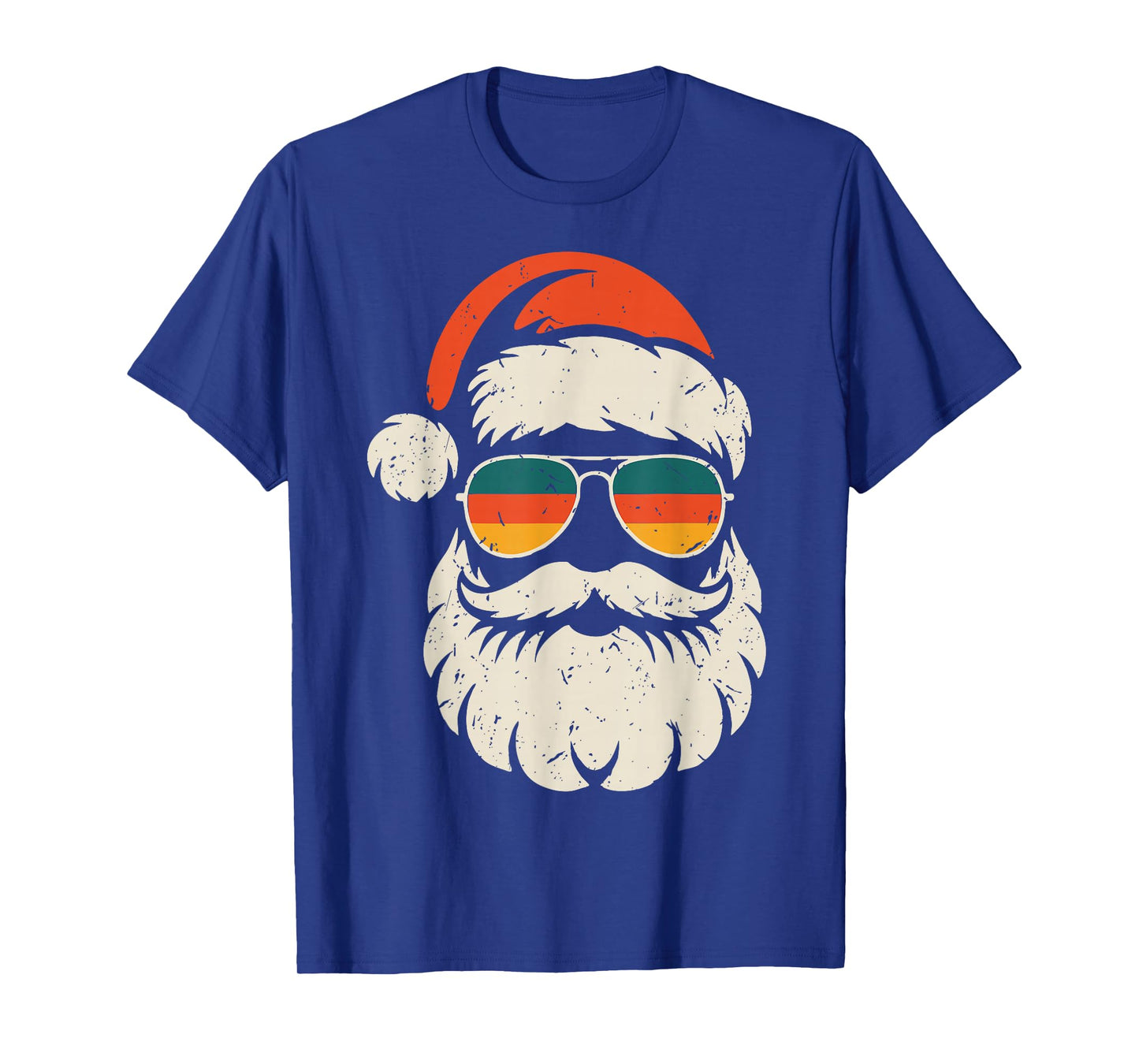 Retro Santa Face Sunglasses Funny Christmas Family Outfit T-Shirt