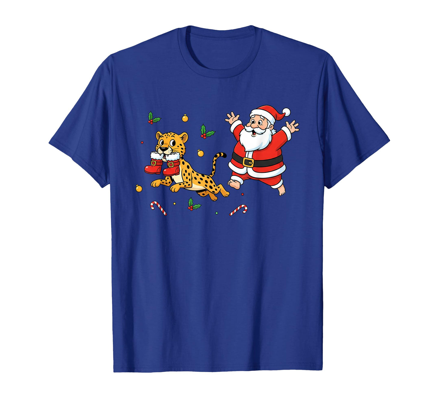 Funny Cheetah Santa Claus Boots Christmas Womens Mens Kids T-Shirt