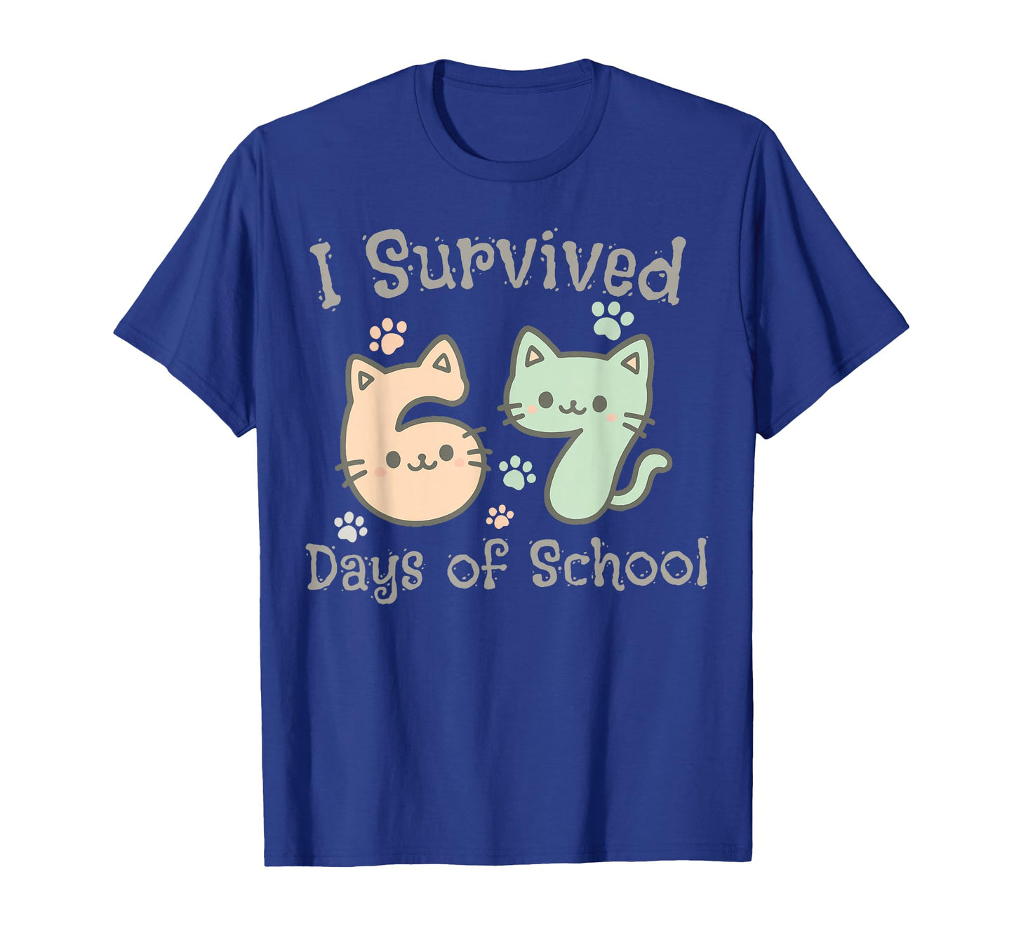 Cute Cat I Survived 67 Days of School Teachers Students T-Shirt