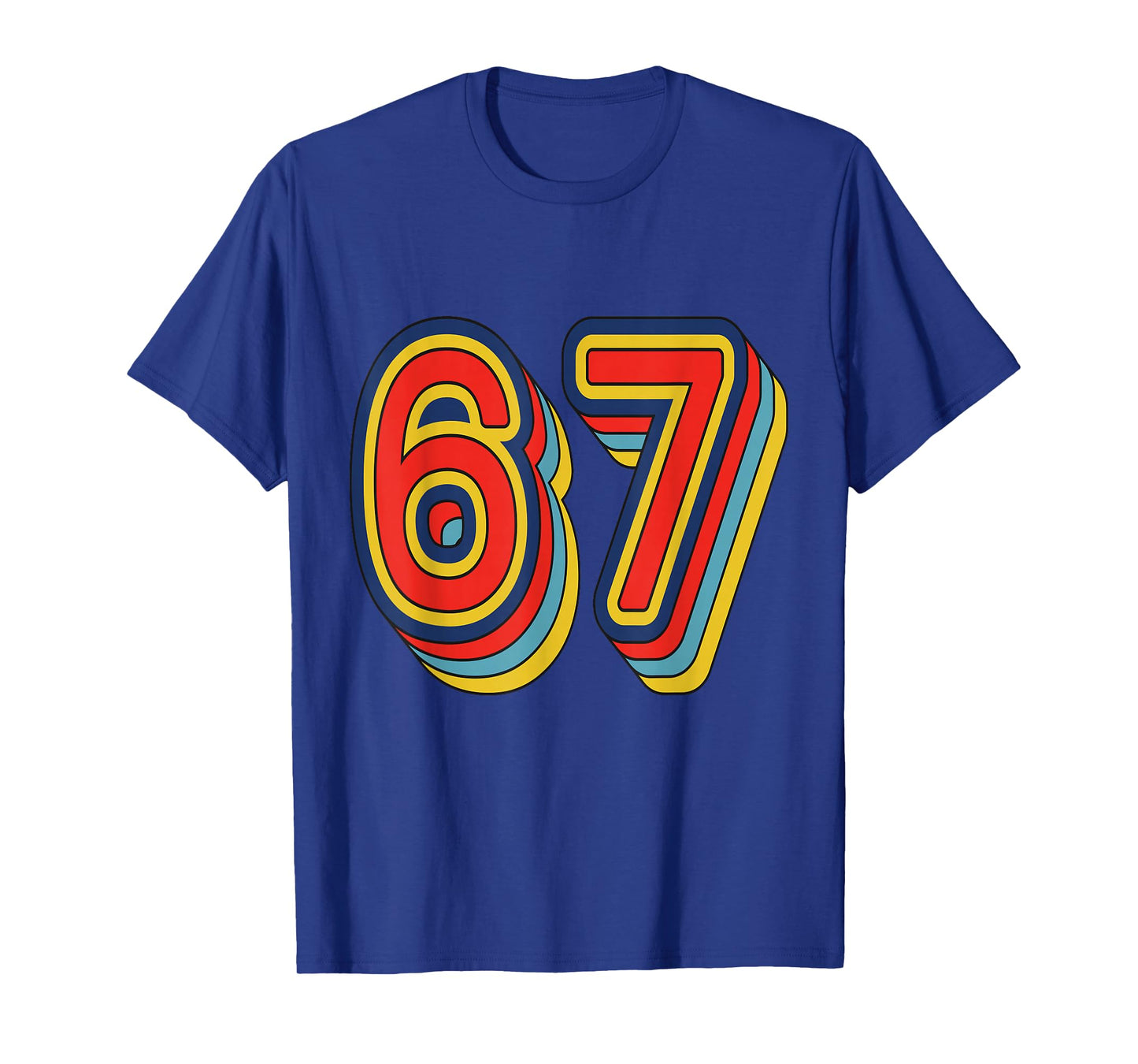 #67 Retro Graphic Outline Number 67 Sports Fan Jersey Style T-Shirt