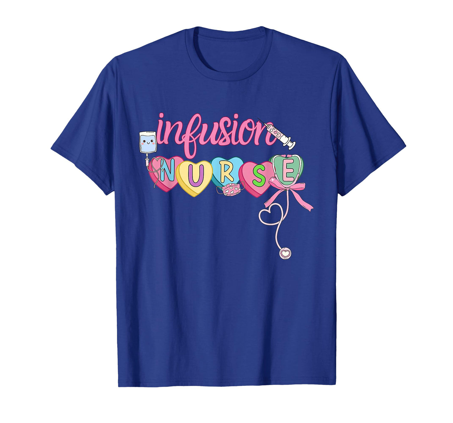 Heart Candy Bow Infusion Nurse Valentine IV Therapy Oncology T-Shirt