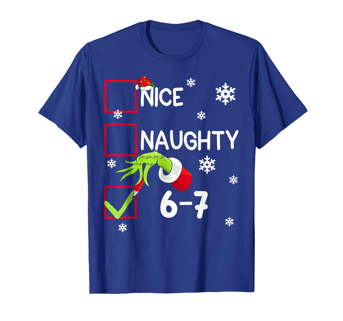 Funny Nice Naughty 6 7 Christmas 67 Meme Xmas Boys Girls T-Shirt